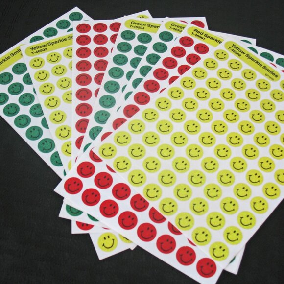 Trend Colorful Sparkle Smiles Sticker Sheets 8 sheets,-All new except one yellow - Picture 3 of 3